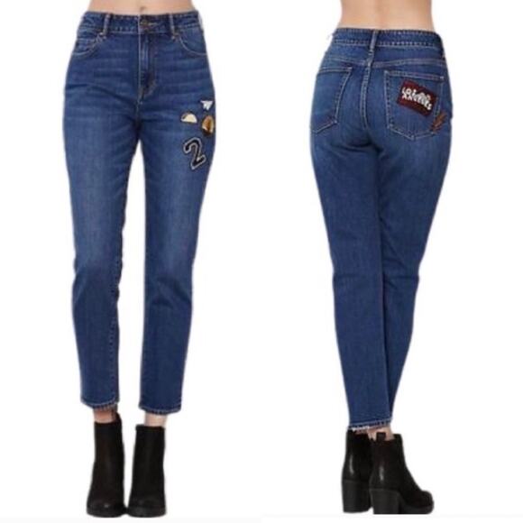 PacSun Punk Blue Los Angeles Patched High Rise Retro Fit Jeans Size 25 - Picture 11 of 11